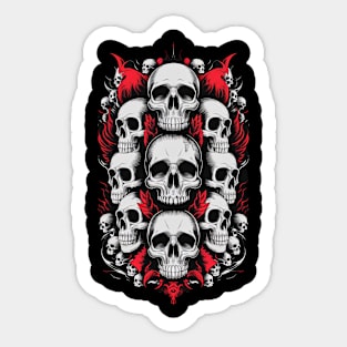 Gothic Symphony: A Skull and Red Flames Ensemble Sticker